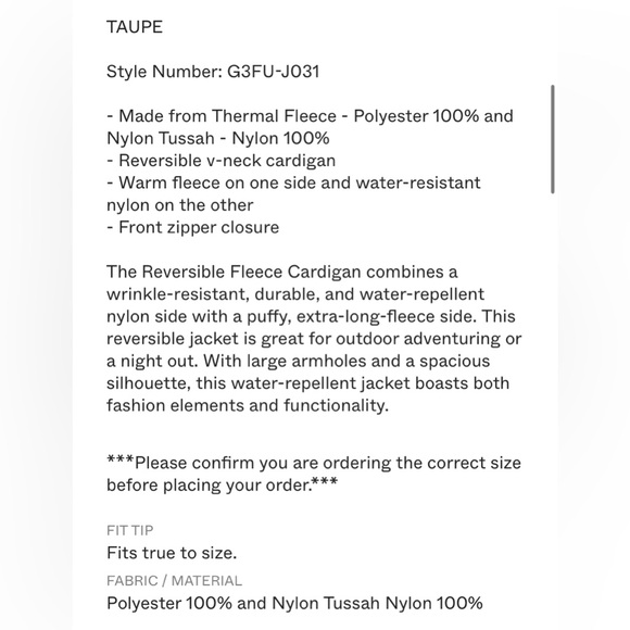 Gramicci Reversible Fleece Cardigan Jacket Taupe - Picture 6 of 16